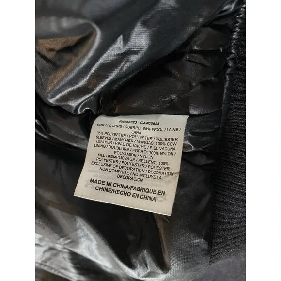 Nike Destroyer Varsity Jacket NSW Leather Sleeves Men's Medium Black Wool